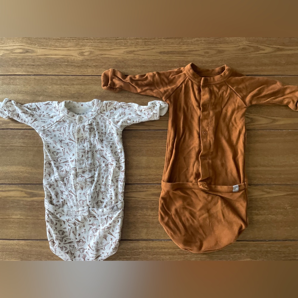 Goumi kids newborn bundle NB 0-3 24 hour convertible gown Bamboo organic cotton.